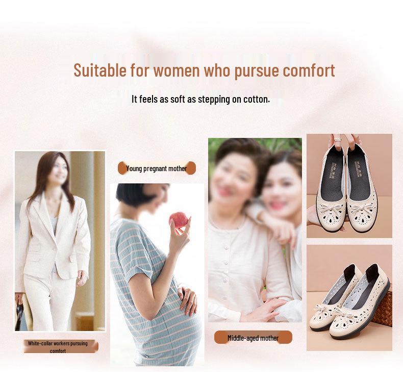 Spring Soft Sole Leather Sandals | Non-Slip Breathable Flats for Women & Seniors