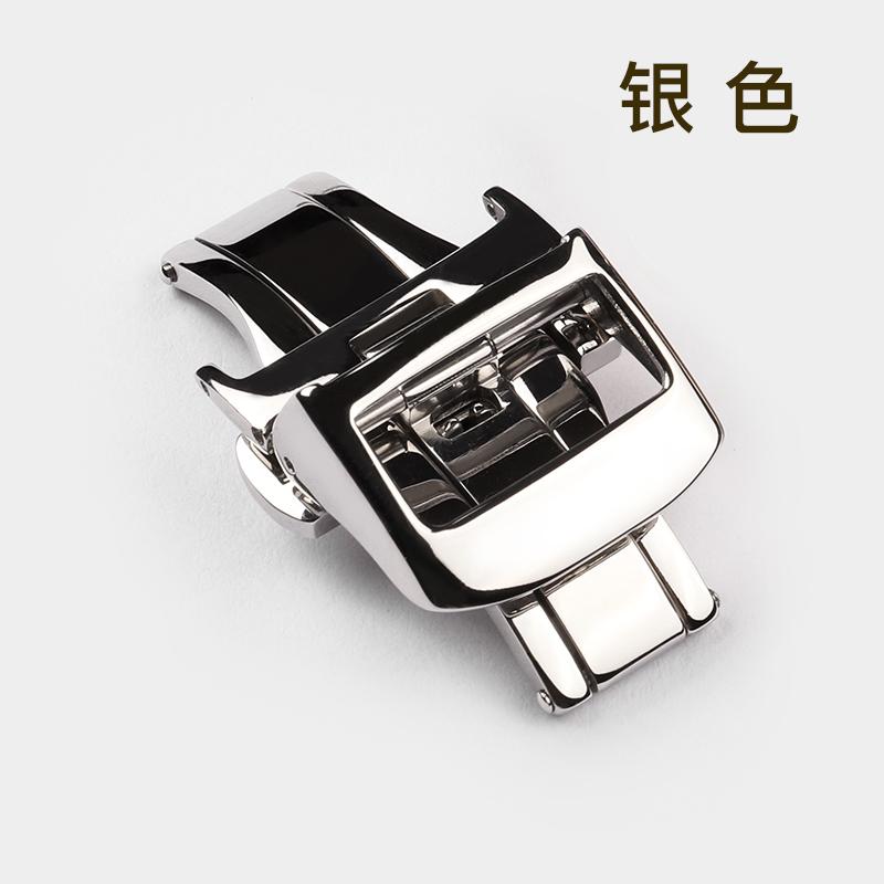 

For Jaeger LeCoultre Watch 16mm 18mm 20mm Butterfly Buckle Silicone cowhide watch Strap Silver Rose Gold Steel Folding Clasp 20mm срібний