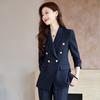 Navy Blue Women's Suit Set - 2025 Spring/Autumn High-End Hotel Manager Professional Business Uniform.