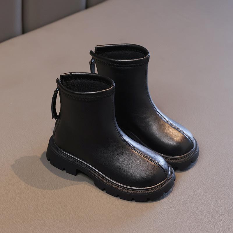 Children's Boots Martin Boots 2025 Autumn and Winter New Girls' Velvet Two Cotton Boots Boys' Warm Short Boots Soft Sole Single Boots