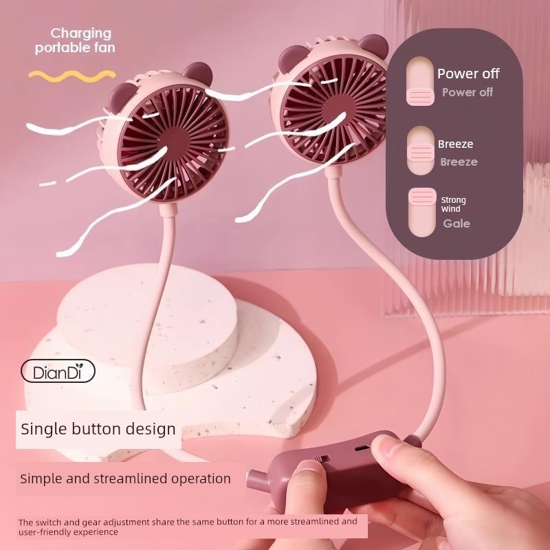 Portable Neck Fan for Lazy People, Convenient USB Charging Model, Small Personal Cooling Device for Men and Women Students, Ultra-Long Battery Life
