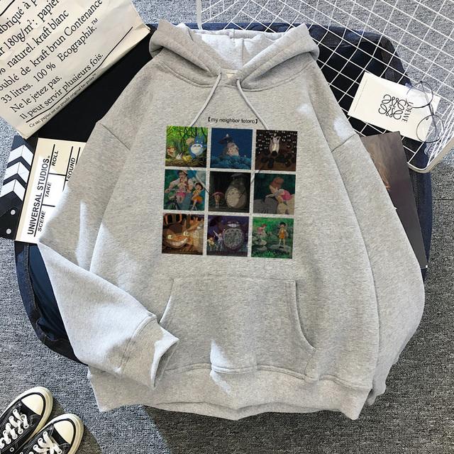 Hanorac cu mâneci lungi pentru femei, desene animate japoneze, Totoro, hanorace Kawaii pentru femei Miyazaki Hayao Studio