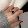 New Trendy Two-color Black Heart Rings For Women Minimalist Aesthetic Drop Of Oil Open Rings Female Metal Punk Party Jewelry
