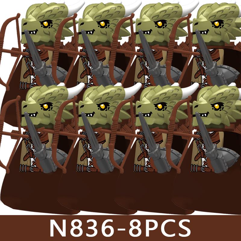 Medieval Castle Soldier Figures Building Blocks Knight Orc Warrior Dragon Wolf Animals Battle Flags Accessories Bricks Toys Boys
