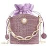 Damen PU Bucket Kette Kleine Messenger Handtaschen Kordelzug Schultertaschen