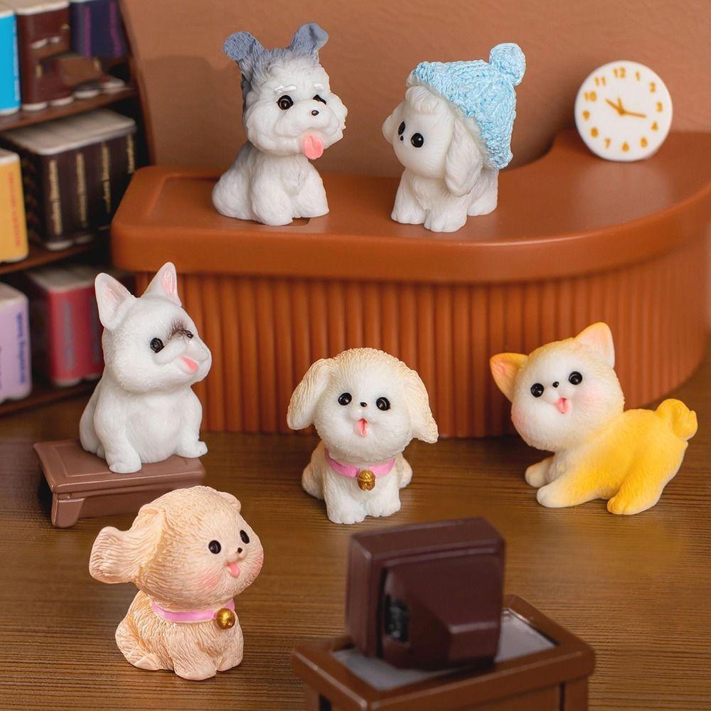 Figurines Miniature Cute Puppy Animal Micro Landscape Dog Sculpture Ornament Desk Accessories For Home Decoration Kids Gifts