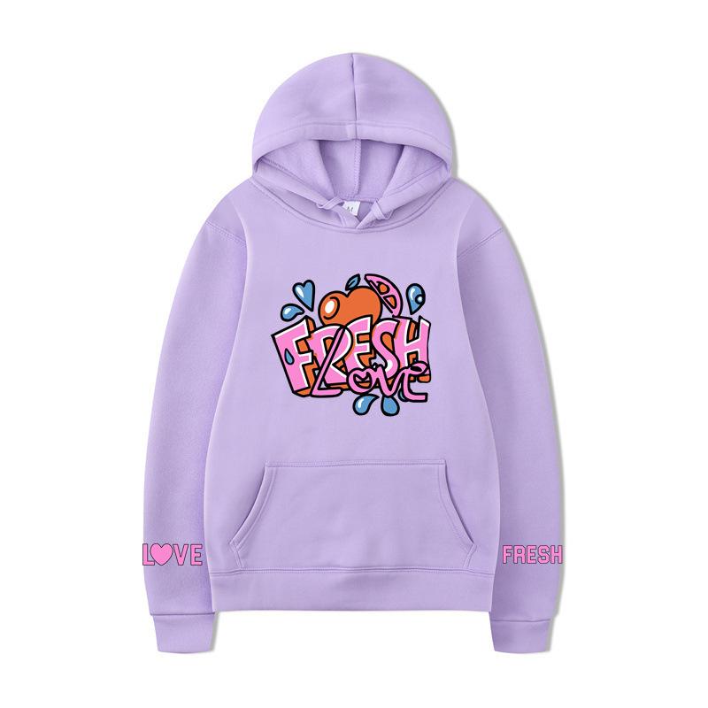 Fresh Love Hoodie – Unisex White Fleece Lined Sweatshirt, Cute Sleeve Print & Heart Wing Graphic, Cozy Fall Winter Pullover for Men & Women