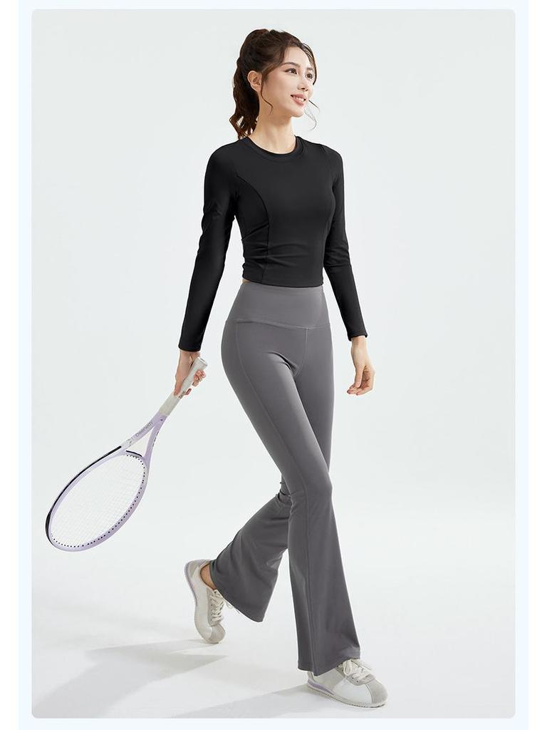 2025 Women's Breathable Running Set with Long Sleeve, Cutout Back, Drawstring, and Chest Pads
