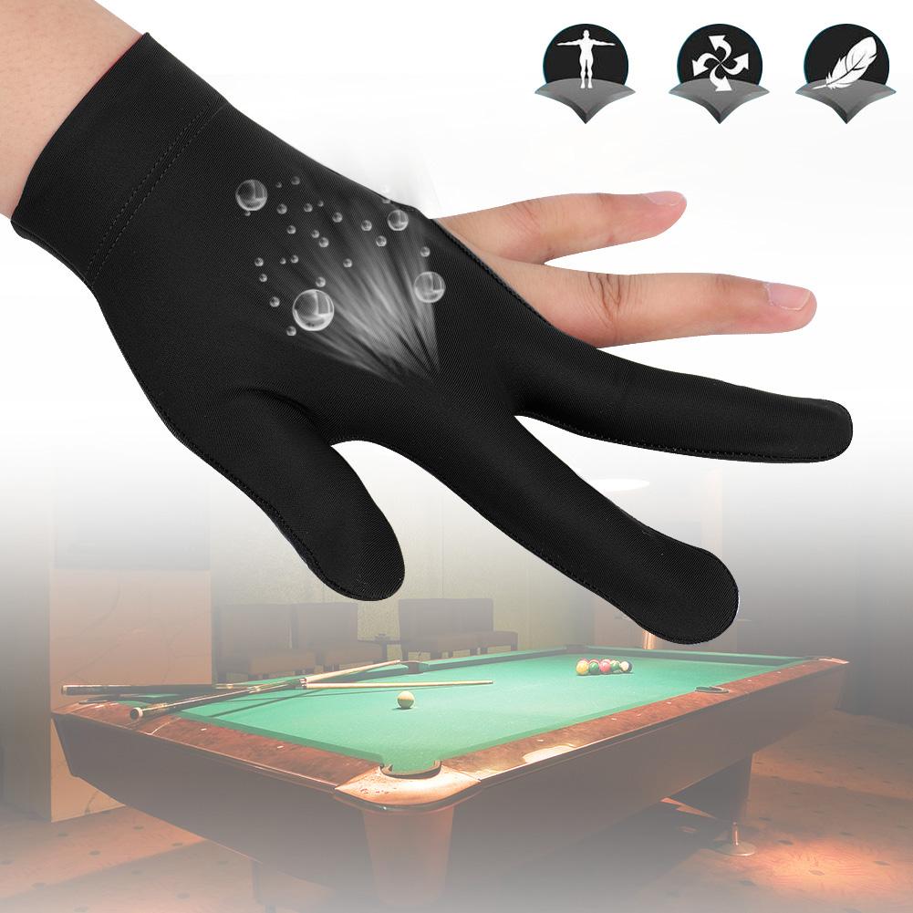 Unisex Snooker Billiard Cue Glove Pool Left Hand Open Three Finger Gloves(black)