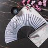 Fan for Men with a Domineering Style, Traditional Chinese Style Folding Fan with Jade-Like Black Bamboo Wood, Portable for Summer, Suitable for Dance