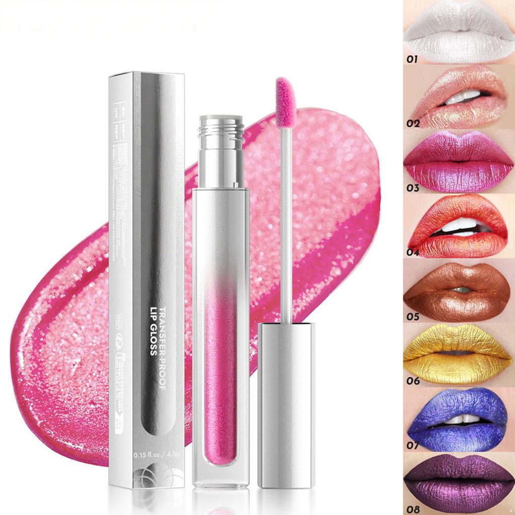 Dual-Ended Liquid Eyeshadow and Lip Gloss Combo | Metallic Shimmer Longwear Waterproof Lipstick & Pearlescent Glitter Eye Makeup