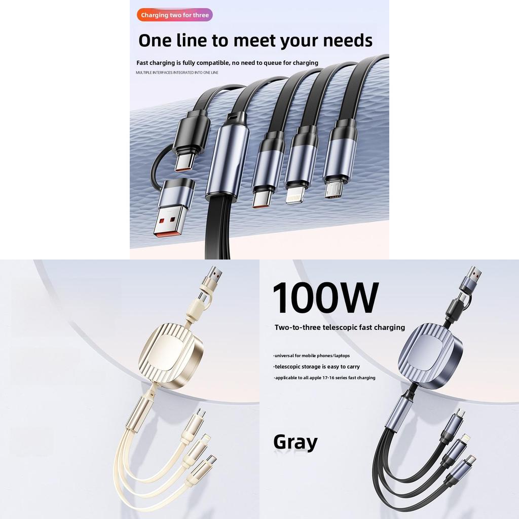 Universal 2in1 3in1 Fast Charging Data Cable For Smartphones And Tablets With Pd Support