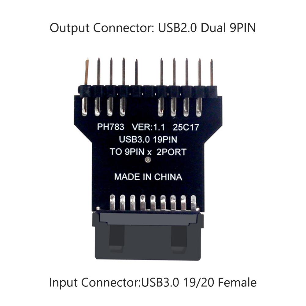 USB 3.0 19PIN To USB 2.0 9PIN Header Splitter Adapter Wear Resist Front Panel Socket Adapter Card 1 To 2 Extension for RGB Fans
