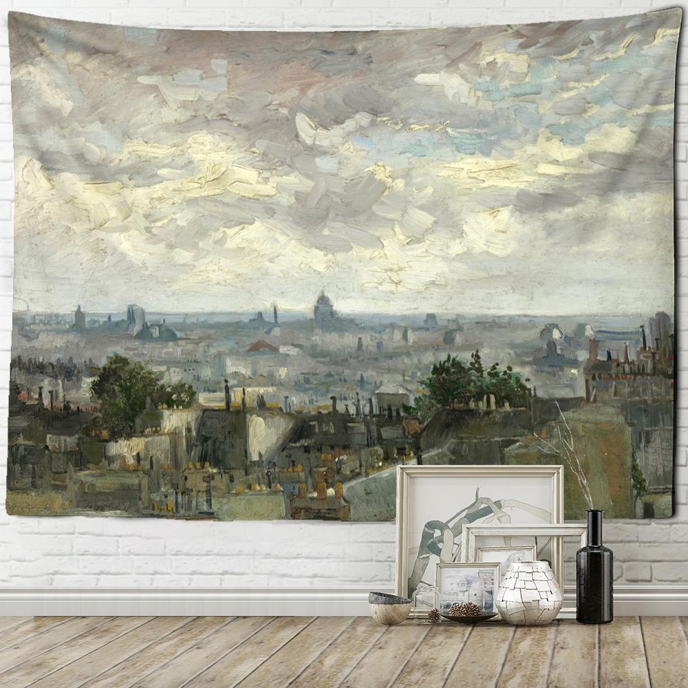 Oil Painting Farmland Tapestry Wall Hanging Hippie Psychedelic Witchcraft Van Gogh Abstract Art Home Decor