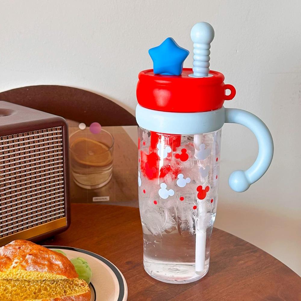 Мультяшная Милая Большая Кружка с Соломкой Прозрачная с Ручкой Кружка для Воды Пластиковая Кружка Подарки