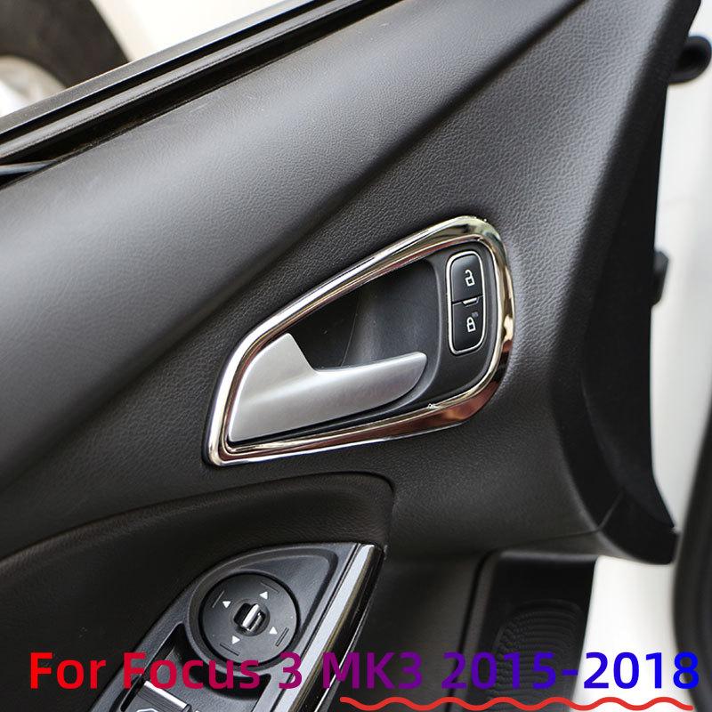 Car Door Interior Handle Decoration Frame Trim for Ford Focus 3 MK3 2015 - 2018 Inner Doors Bowl Cover Stickers Accessories