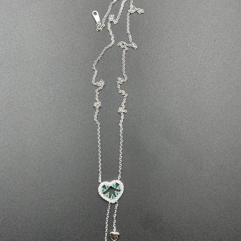 Daxin Jewelry S925 Silver Emerald 2021 New Arrival for Cross-Border Simple Elegant Womens Colored Chain Necklace