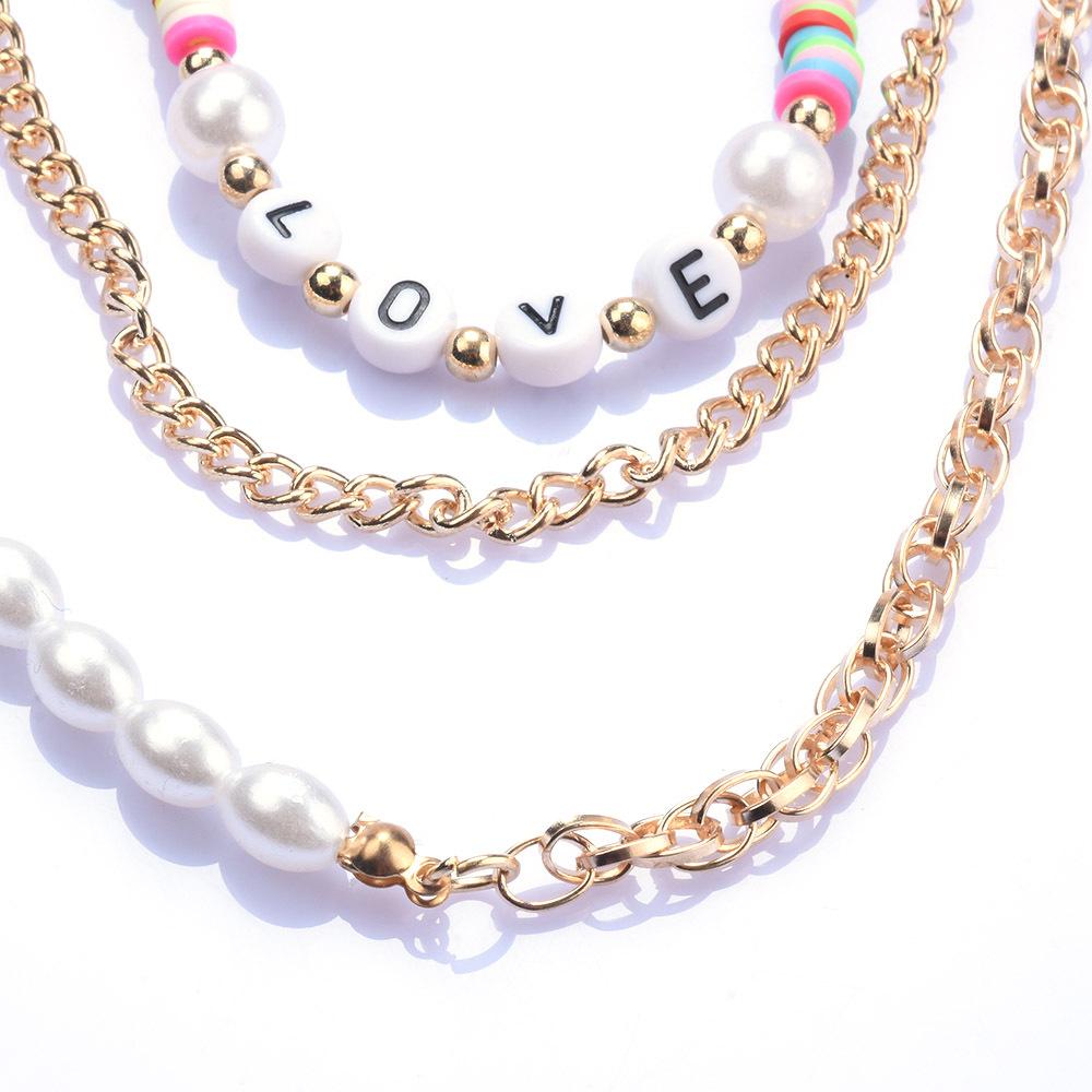 Multi-Layer Colored Rice Beads Bohemian Geometric Pearls Fashion Temperament Versatile Necklace Women