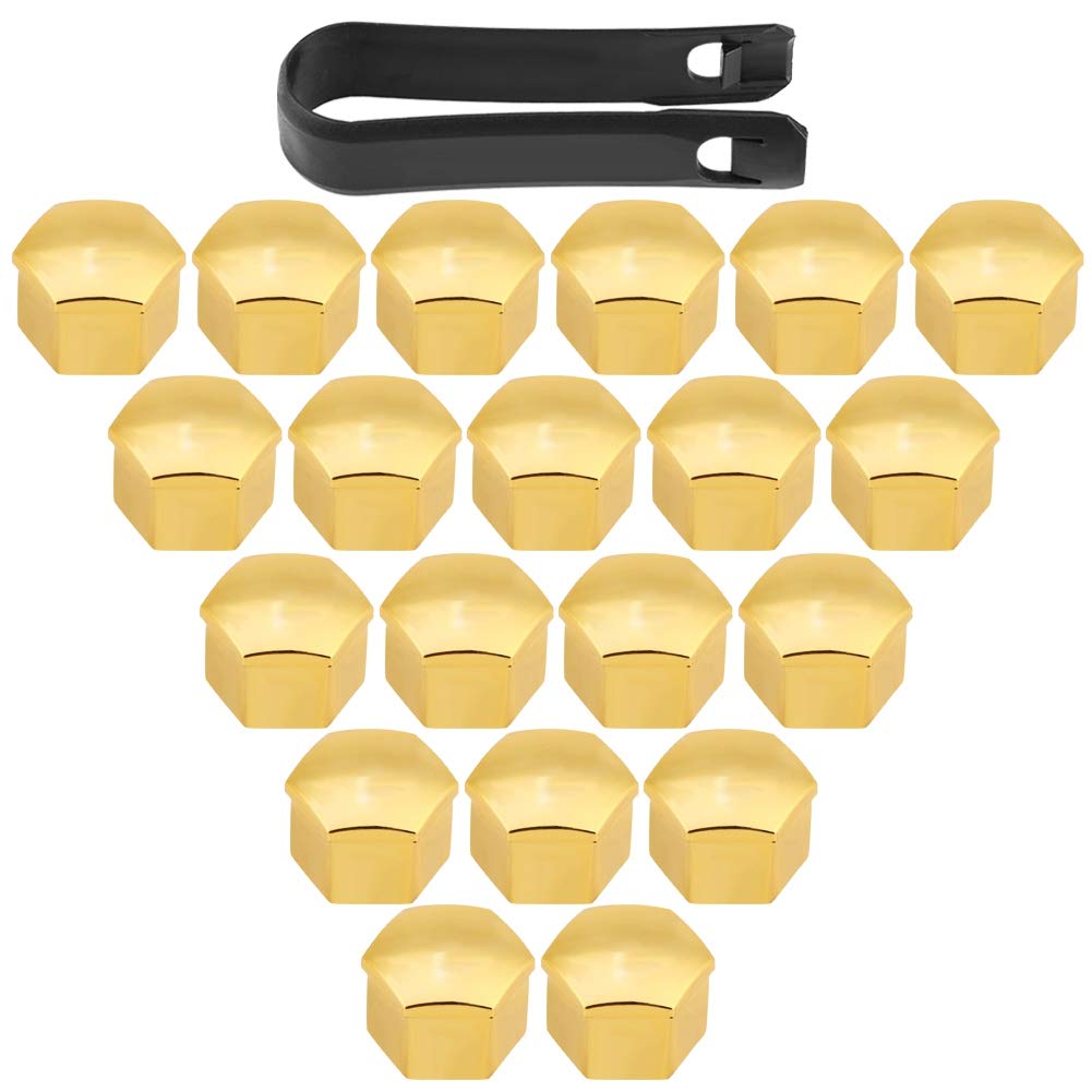 Lug Nut Covers 20pcs 17mm Universal Car Tire Wheel Hub Cover Lug Bolt Screw Cover Protective Cap Gold