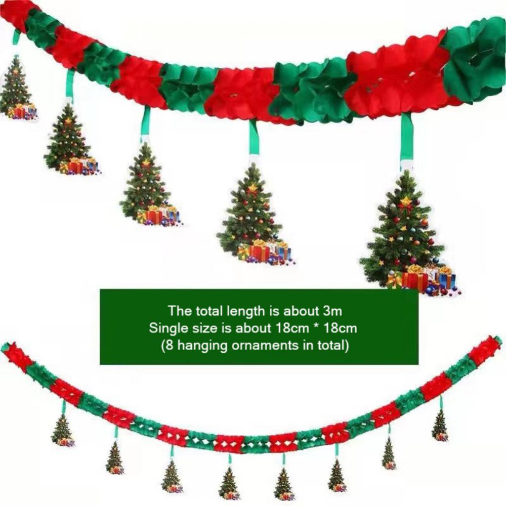 Holiday Party Christmas Banner Decoration Honeycomb Paper Pull Flower Pendant Santa Ceiling Arrangement Decoration Banner