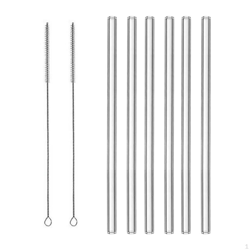 Reusable Glass Straws Clear Drinking Shatter Resistant for Tea Sodas Smoothies