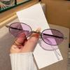 Oval Small Frame Foldable Light-colored Sunglasses, Metal Sunglasses, Women's Foldable Glasses