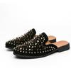 Luxury Italian Outdoor Flat Slippers Men's Leather Leather Sandals Men's Soft Sole Summer Non-Slip Party Casual Slippers Spikes