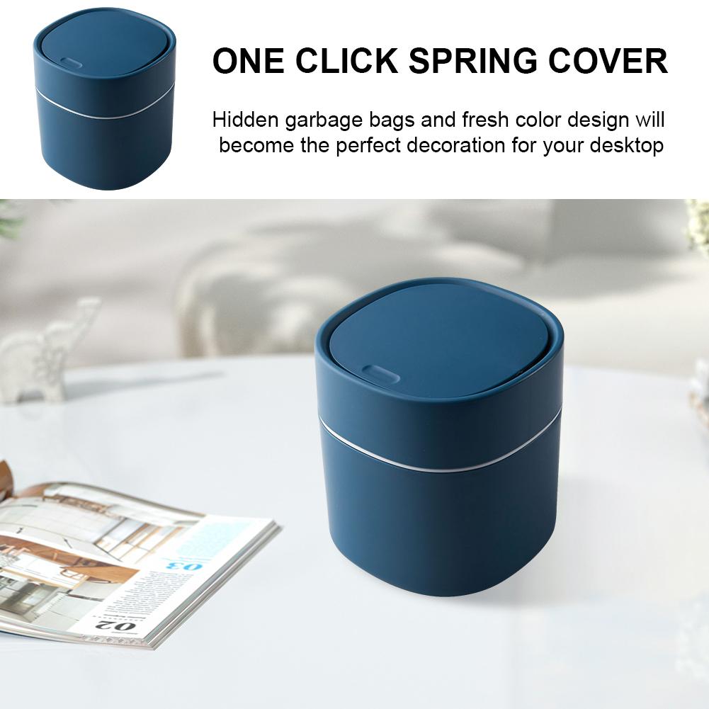 Mini Desktop Trash Can with Lid Garbage Waste Bin Organizer Bedroom Office Desk Storage Box Made Durable Plastic Home Supplies