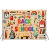 Mocsicka Welcome Back To School Backdrop Colorful Classroom Supplies Photography Background Kid Student Party Decor Photo Banner