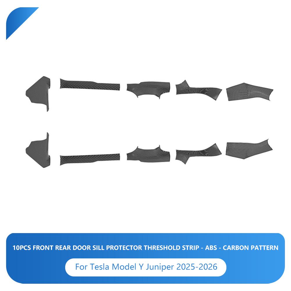 Heenvn For Tesla Model Y Juniper 2025 2026 Car Front Rear Door Sill Protective Pad Cover 10Pcs Guard Threshold Bumper Strips