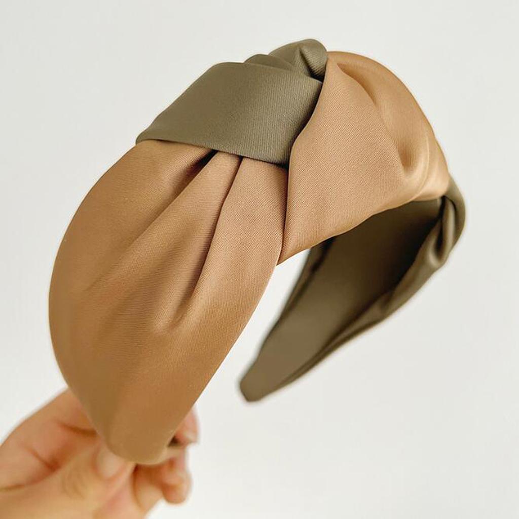 PROLY Neue Mode Damen Stirnband Breitseite Patchwork Haarband Mädchen Herbst Turban Knoten in der Mitte Haarschmuck