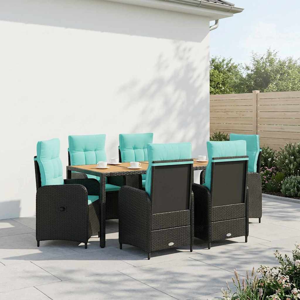 Outdoor Table Set 7 pcs PE Rattan and Powder Coated Steel