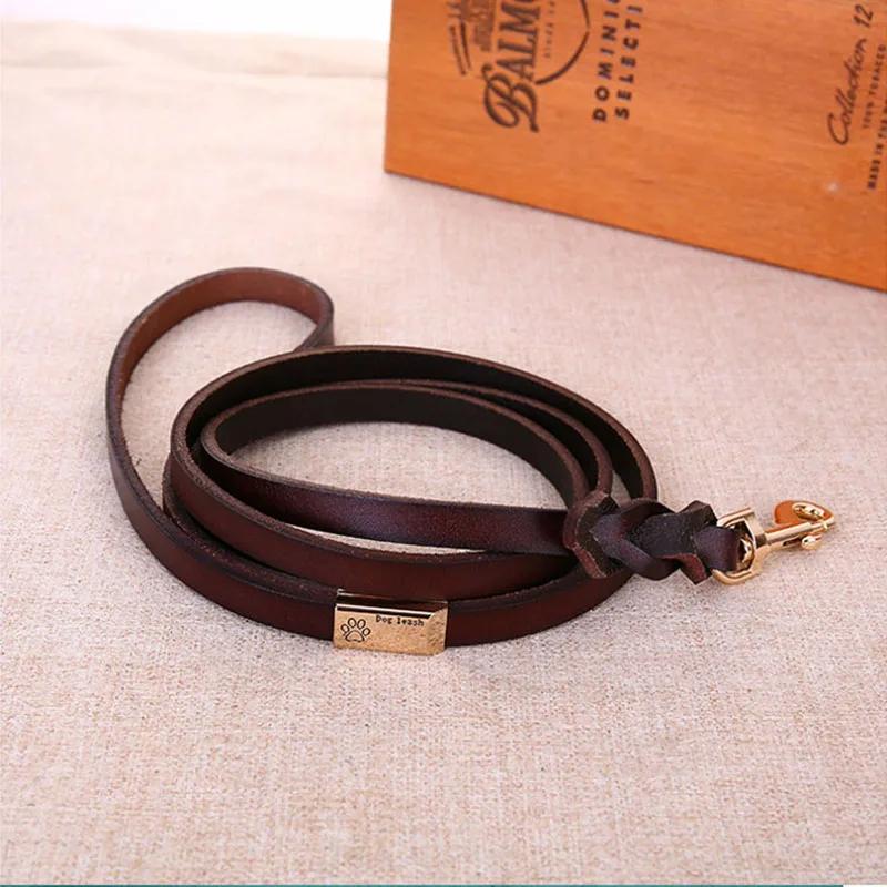 

100% натуральная кожа поводок для собак 1.2/2.0 см 120 см натуральная кожа поводки для домашних животных поводок для дрессировки для маленьких средних больших собак товары для животных S 1.2x120cm кофейный