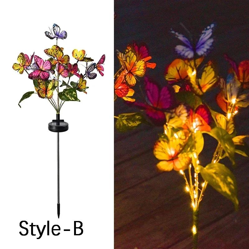 Simulation Butterfly Sunflower Outdoor Solar Light LED Lawn Lamp Home Garden Sunmmer Landscape Christmas Wedding Fairy Lights