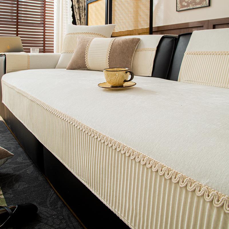 New Sofa Cushion Light Luxury High-End Leather Sofa Cover Backrest Chenille Four-Season Universal Non-Slip Seat Cushion