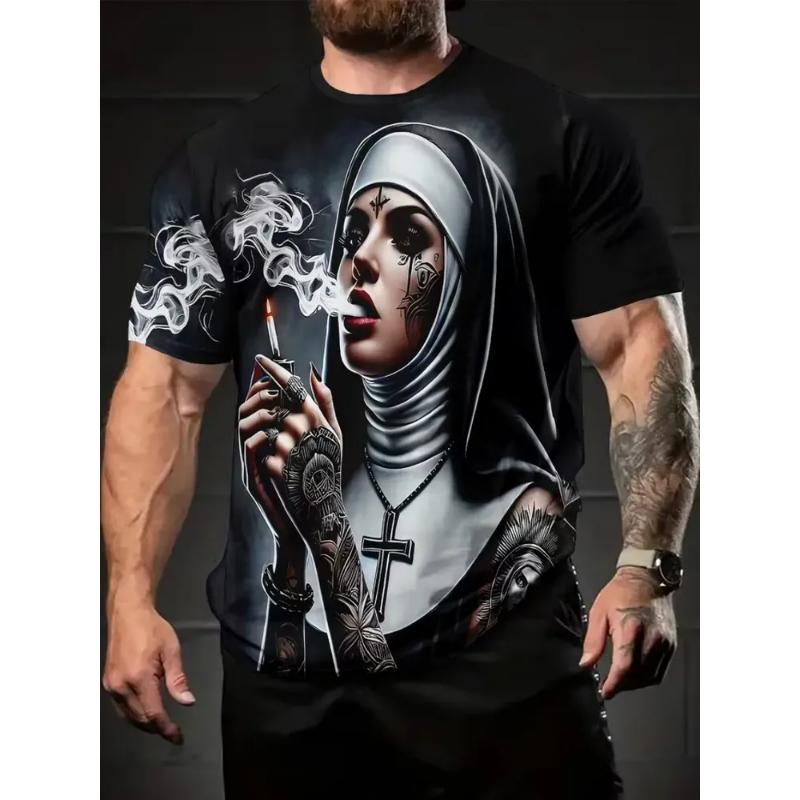 Modisches Herren-Rundhals-Kurzarm-3D-Casual-Farbprint-Casual-Kurzarm-Rundhals-T-Shirt