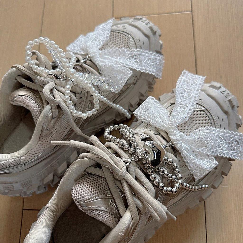 Fashion Beaded Lace Flower Shoelaces Charm Sneakers Shoe Pendant Lovely Shoes Accesories Unique Shoe Buckles for Girl