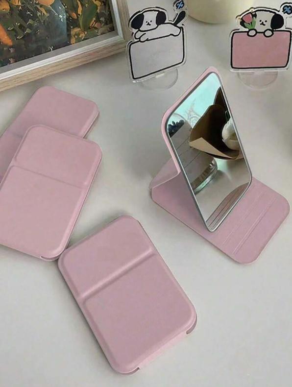 Portable Folding Makeup Mirror with PU Leather Cover, Elegant Travel Compact for Women, Gift for Birthday Graduation Home Decor