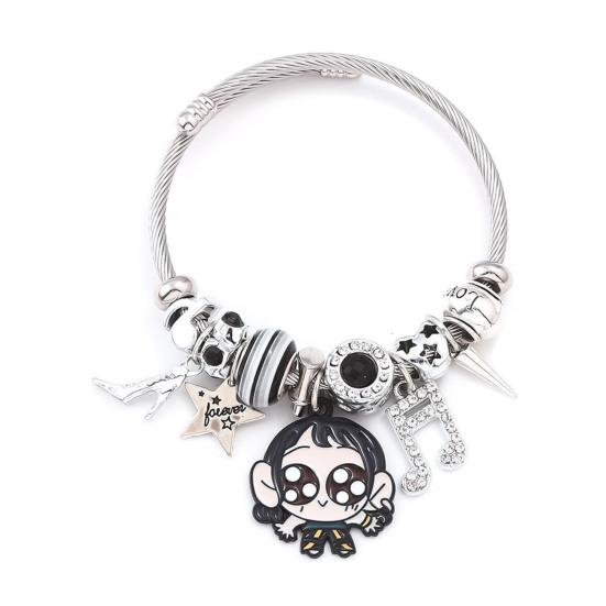 Demon Hunters-Inspired Bracelet Zinc Alloy Enamel Cat Charms Snake Chain Fade Resistant Lightweight Gothic Fantasy Jewelry Accessories