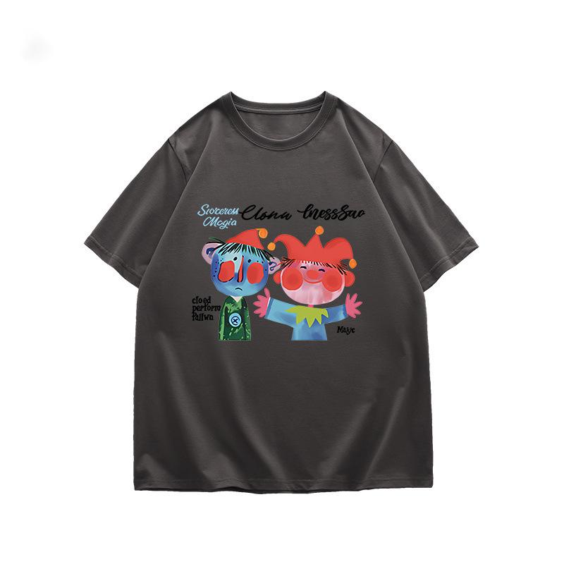 2025 Nischen-Design Graffiti-Stil reines Baumwoll-Kurzarm-T-Shirt Damen süß und salzig Koreanisches Halbarm-Top Trend