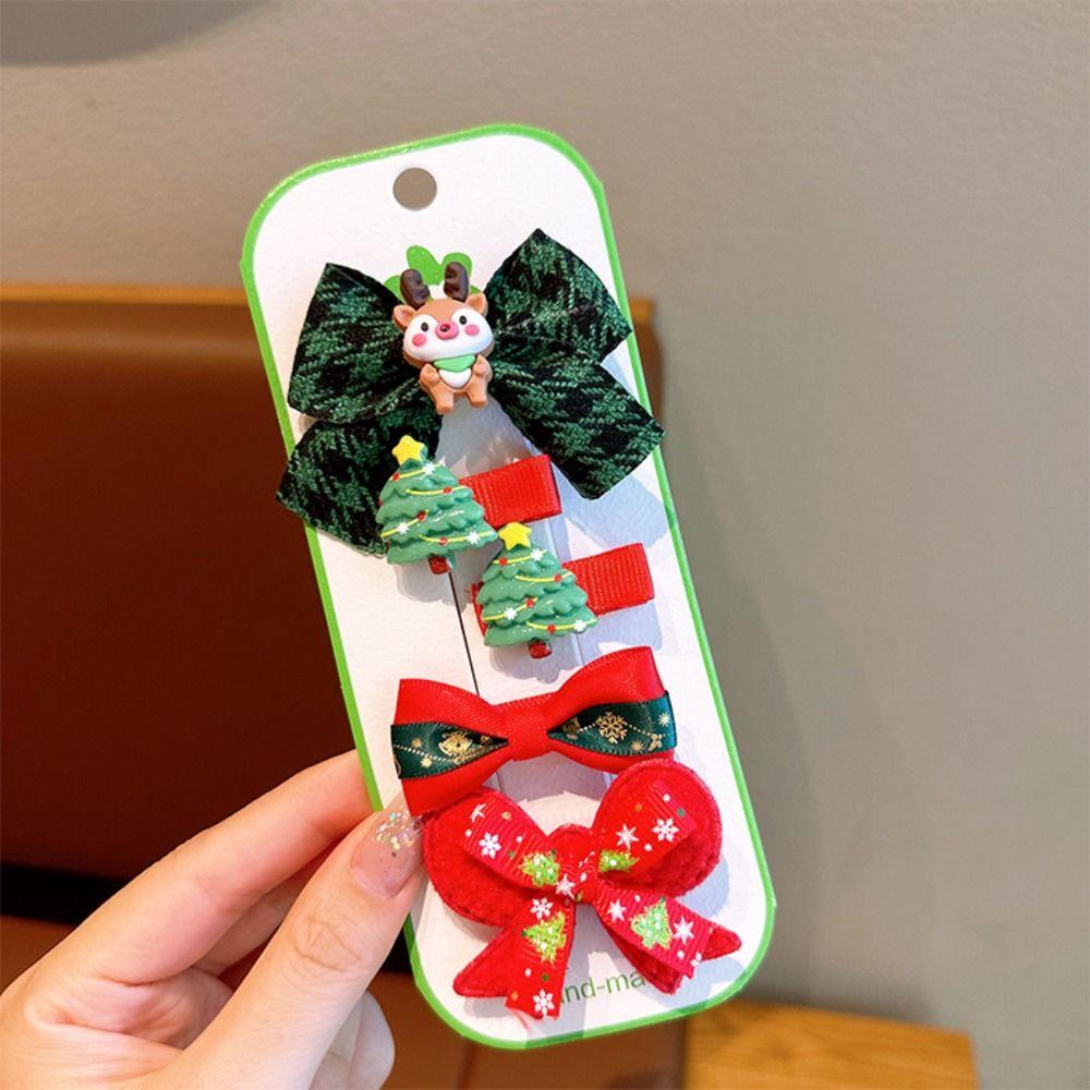 Bow Christmas Hairpin Resin Xmas Barrettes Exquisite Christmas Hair Clip Set Christmas Gifts