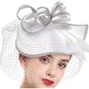 Weißer Leinen Fascinator Hut für Damen, Elegantes Cocktail-Teeparty Haarband mit Schleier, Leichte Hochzeitsfeier Kopfschmuck, Modisch Besonder