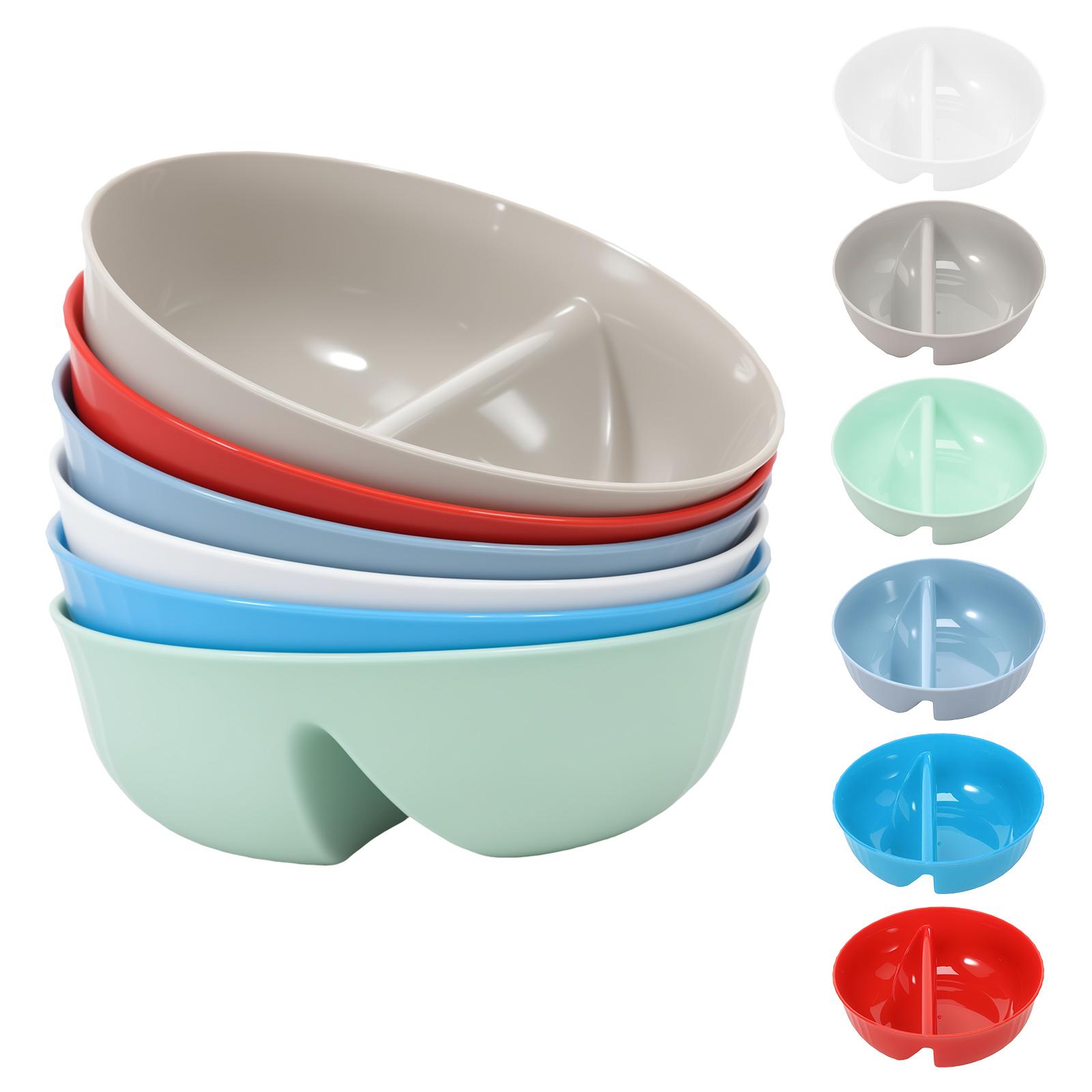 

6 Pcs Divided Cereal Bowls Stackable Anti Soggy Cereal Bowl Multi-purpose Dessert Bowls Plastic Separate Milk Container for Home