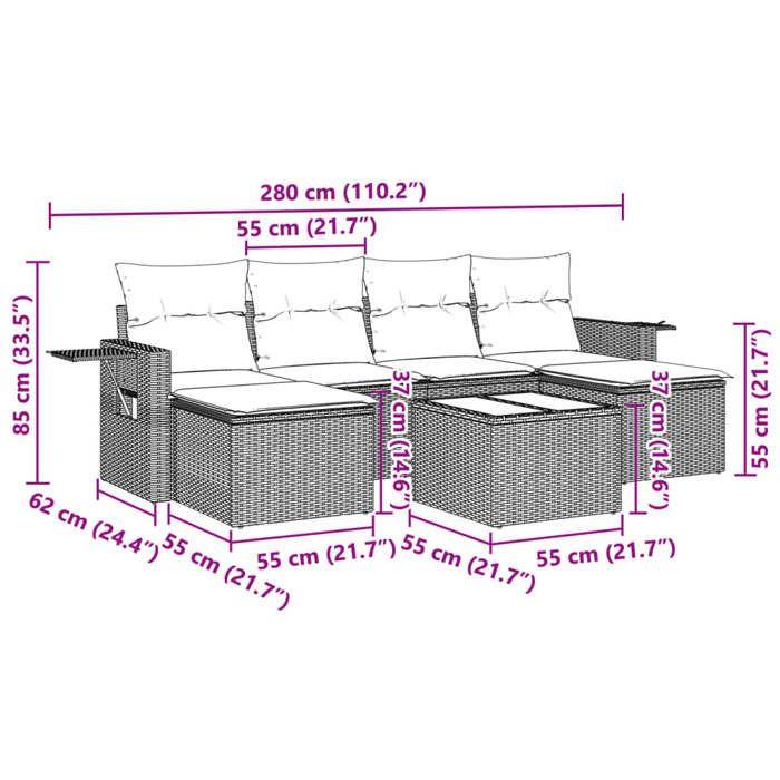 VidaXL Salon de Jardin avec Coussins 7 pcs, Canapés de Terrasse, Ensemble de Meubles de Patio, Mobilier d'Extérieur, Gris 3252869