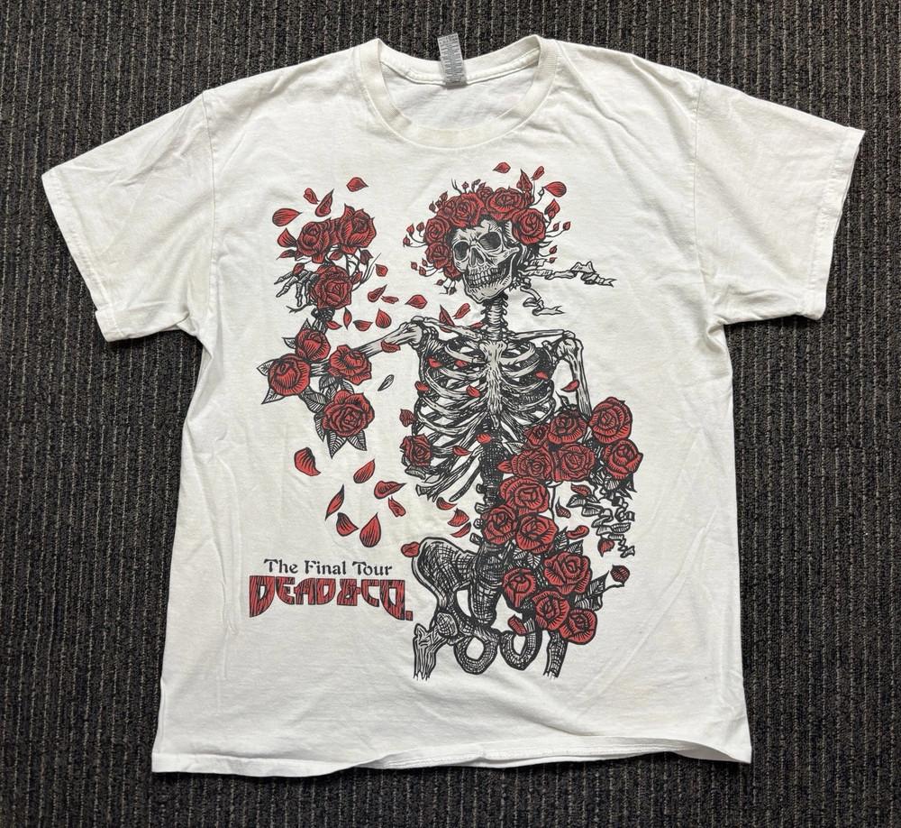 Dead And Company The Final Tour Summer 2023 Bertha Skeleton amp Rose S5XL PA6281 Unisex T-Shirt XXXXL