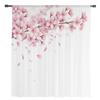 Rosa Blumen Kirschblüten Weiße Gardinen für Wohnzimmer Dekoration Fenster Vorhang Küche Tüll Voile Organza Vorhänge