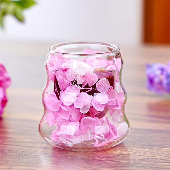 Dried Flowers Insulated Coffee Mug Double Wall Clear Glass Heat Resistant Tea Cup for Water