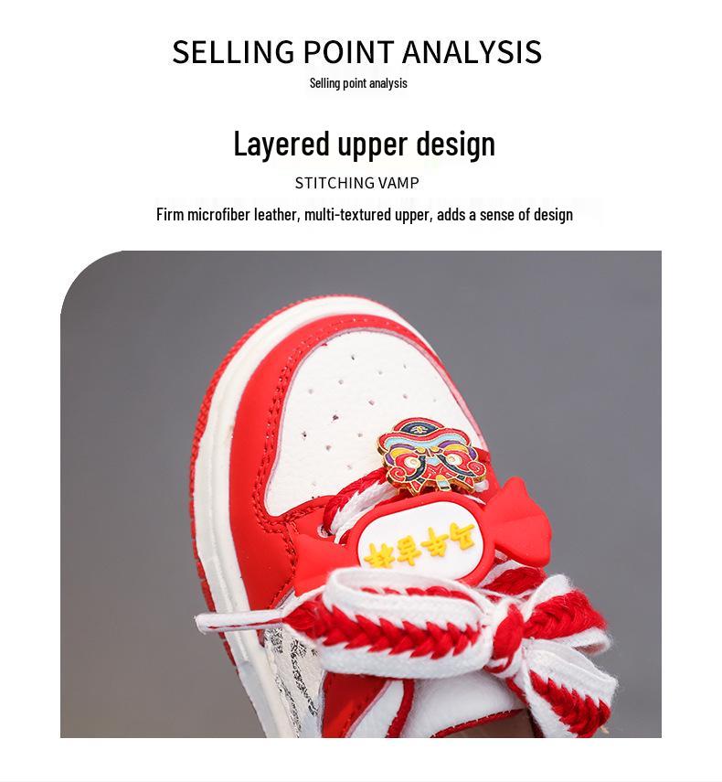 2026 Baby Walker Shoes: Red Non-slip Soft Sole, Unisex, Closed-toe for Toddlers Aged 1-3.