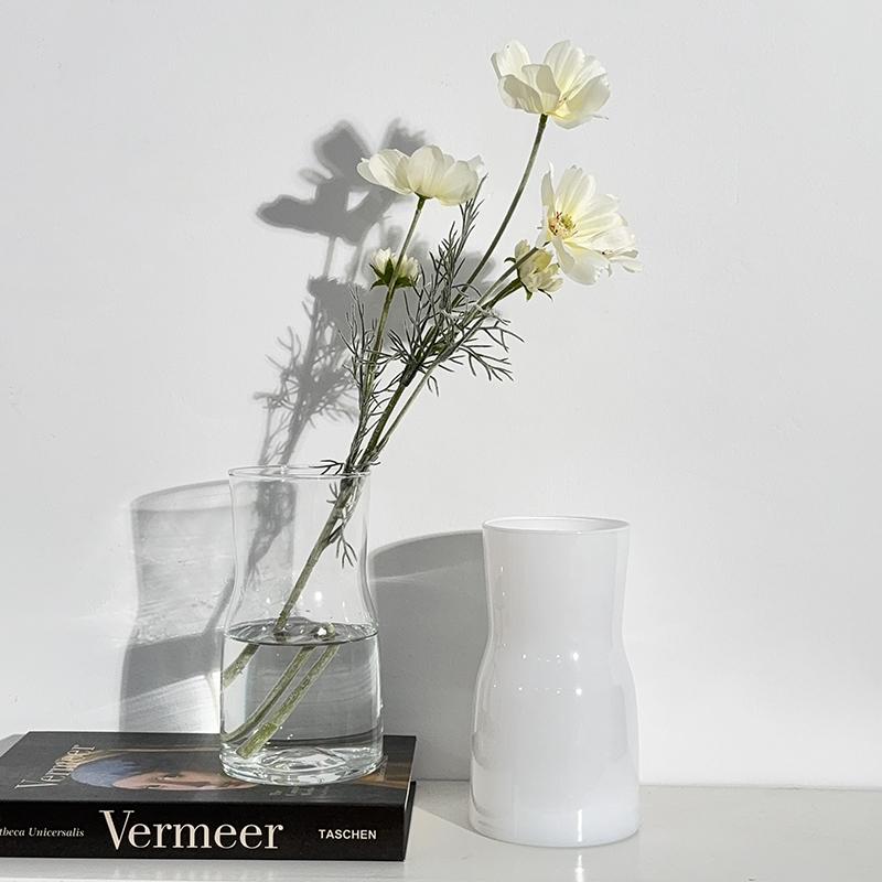 Ins Modern Glass Flower Vases for Centerpiece Table Home Indoor Desk Decor Boho Style Flower Vase for Wedding Housewarming Gift
