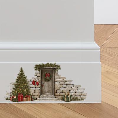 Vianočný stromček, Vianočný domček, Samolepky na stenu, Vianočná dekorácia izby, Samolepky na stenu